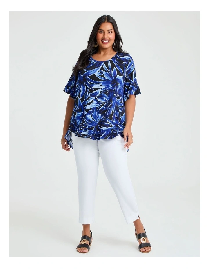 Salsa Floral Luna Top in Black/Blue Print image 3