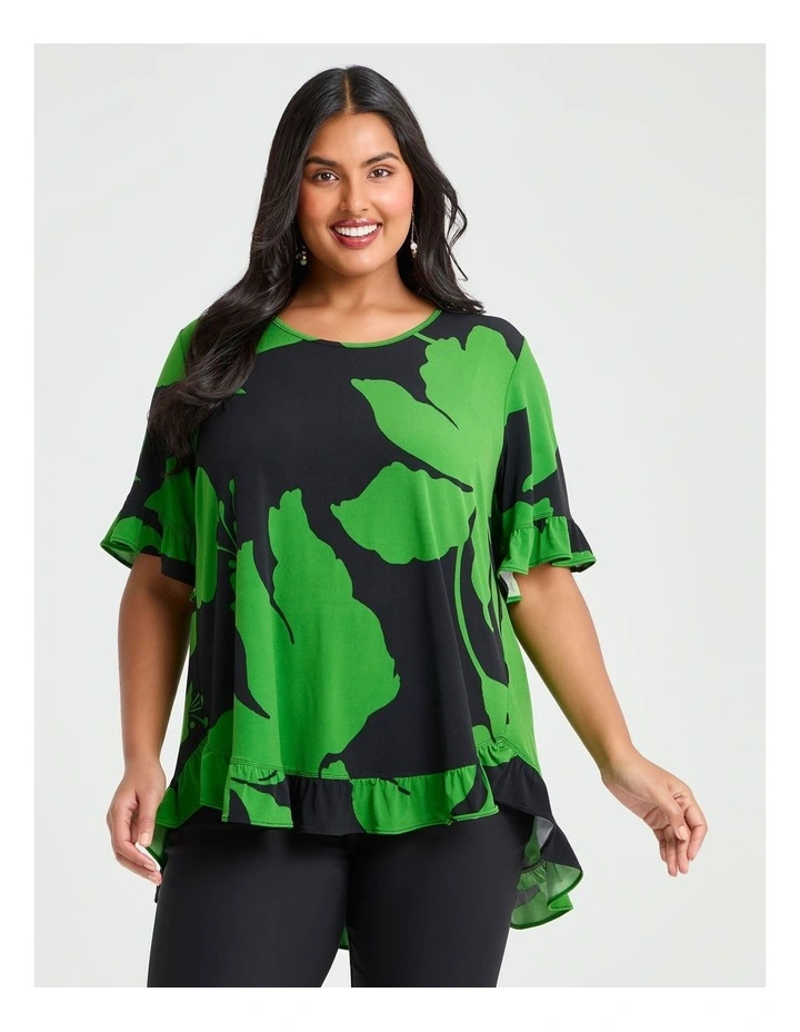 Salsa Floral Luna Top in Black/Green Print image 1