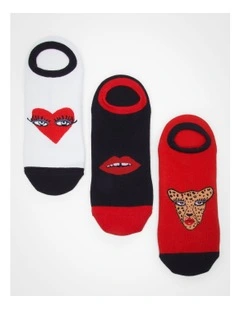 3Pk Bouffants Cotton Ankle Socks in Multi