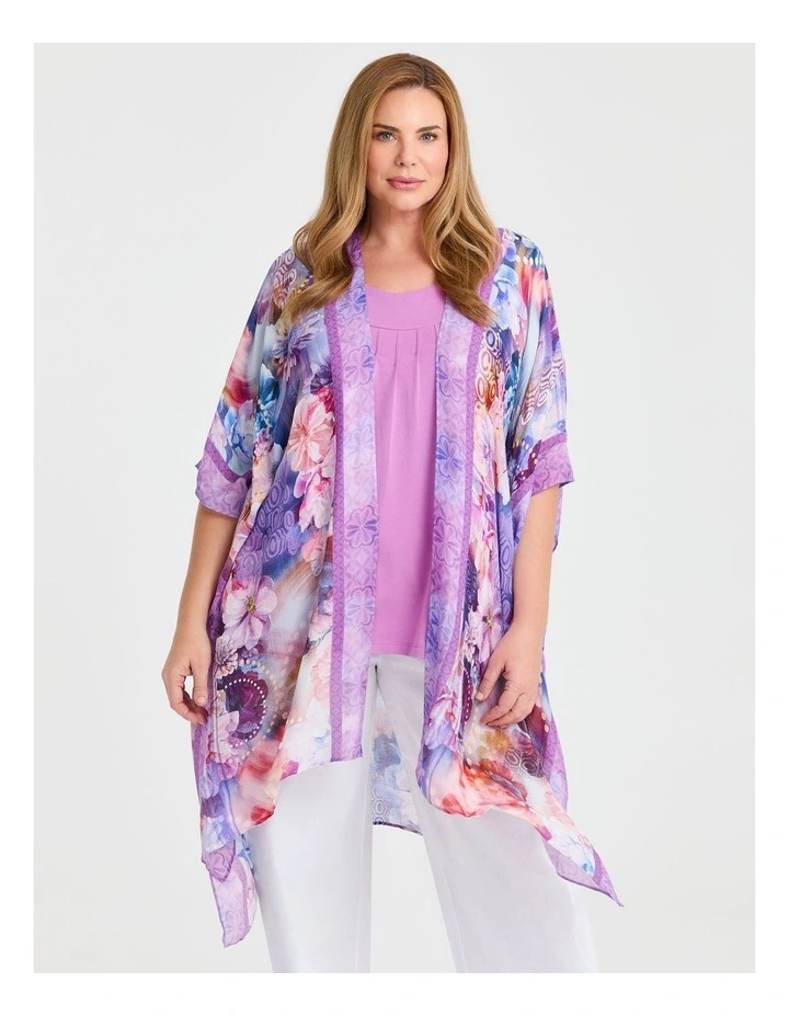 Floral Watercolour Cape Kimono Multi image 1