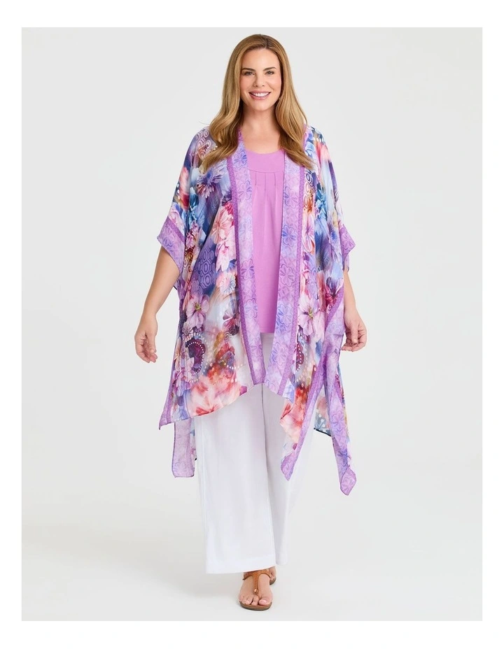 Floral Watercolour Cape Kimono Multi image 4