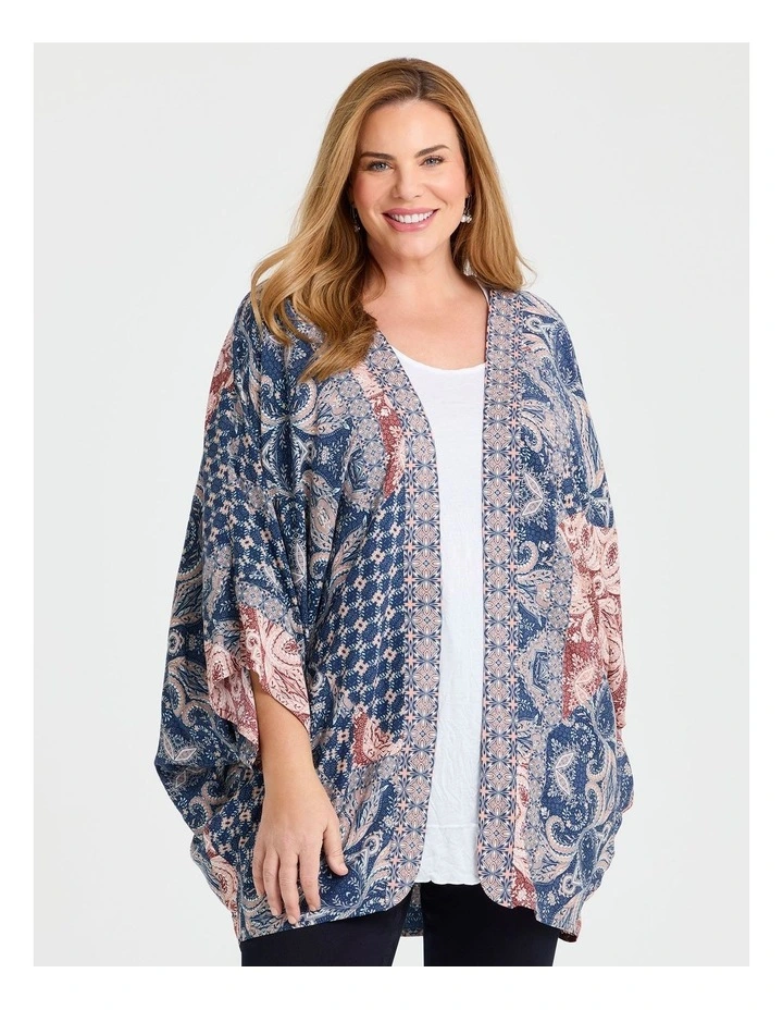 Folk Paisley Print Cape Multi image 1
