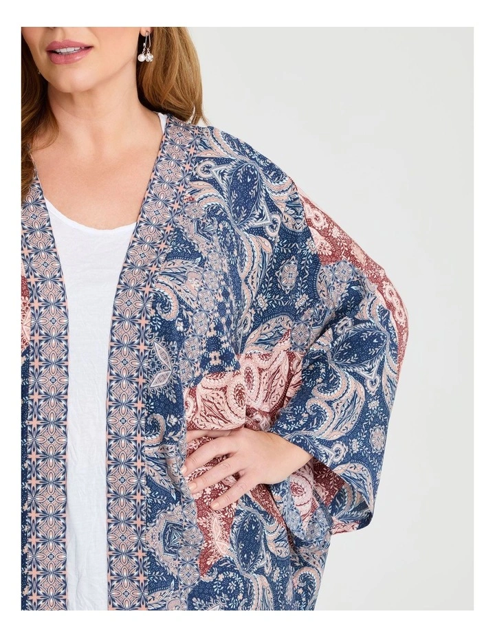 Folk Paisley Print Cape Multi image 3