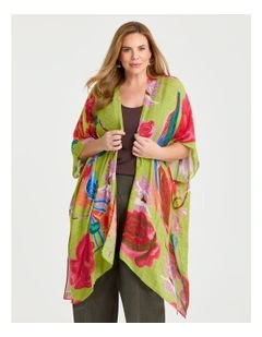 Oversized Flower & Bird Cape Multi