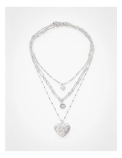 Multi Wear Heart Necklace Silver
