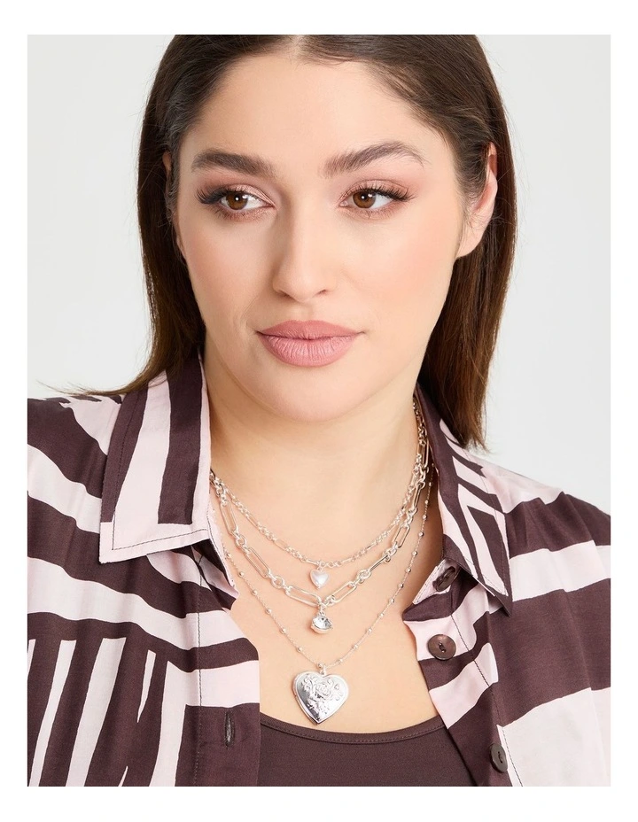 Multi Wear Heart Necklace Silver image 2