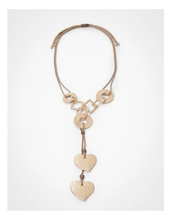 Heart Lariat Rope Necklace in Gold