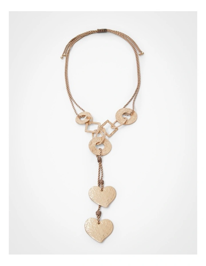 Heart Lariat Rope Necklace in Gold image 1