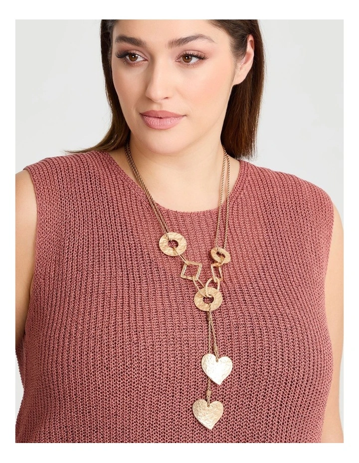Heart Lariat Rope Necklace in Gold image 2