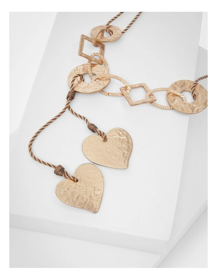 Heart Lariat Rope Necklace in Gold image 3