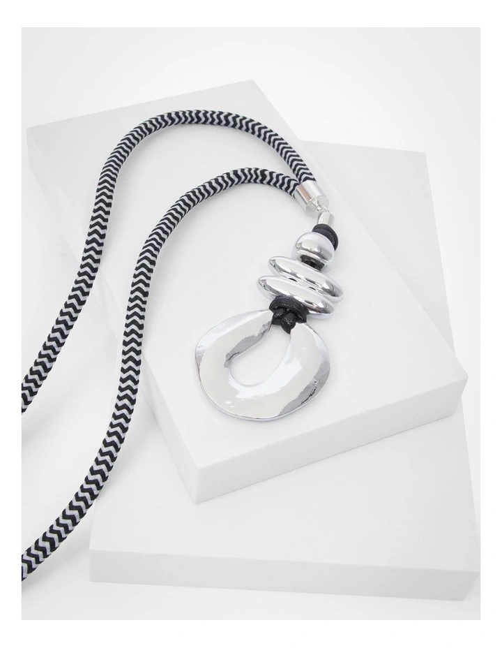 Long Multi Rope Gong Necklace Silver image 3