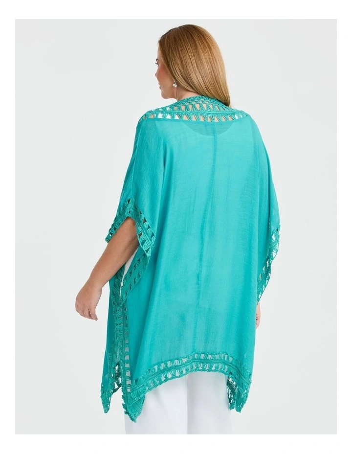 Crochet Trim Poncho Jade image 2