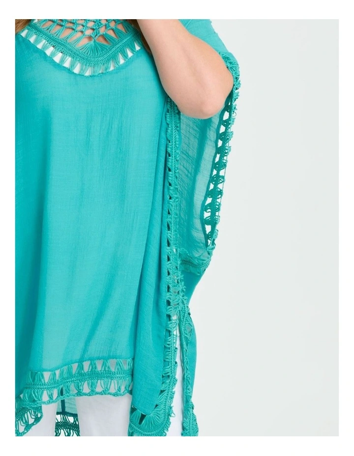 Crochet Trim Poncho Jade image 3