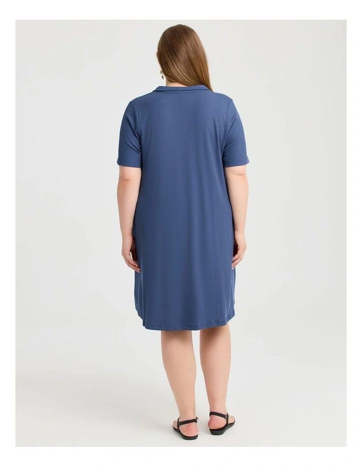 Collared Rib Dress Navy image 2