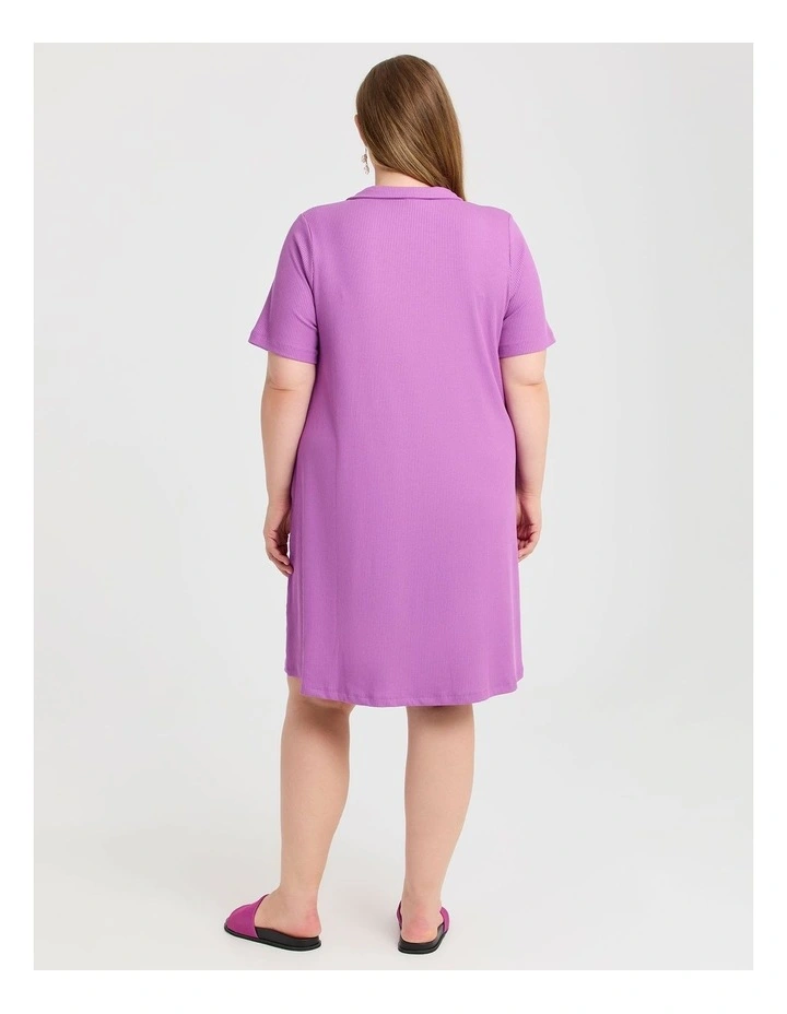 Collared Rib Dress Purple image 2
