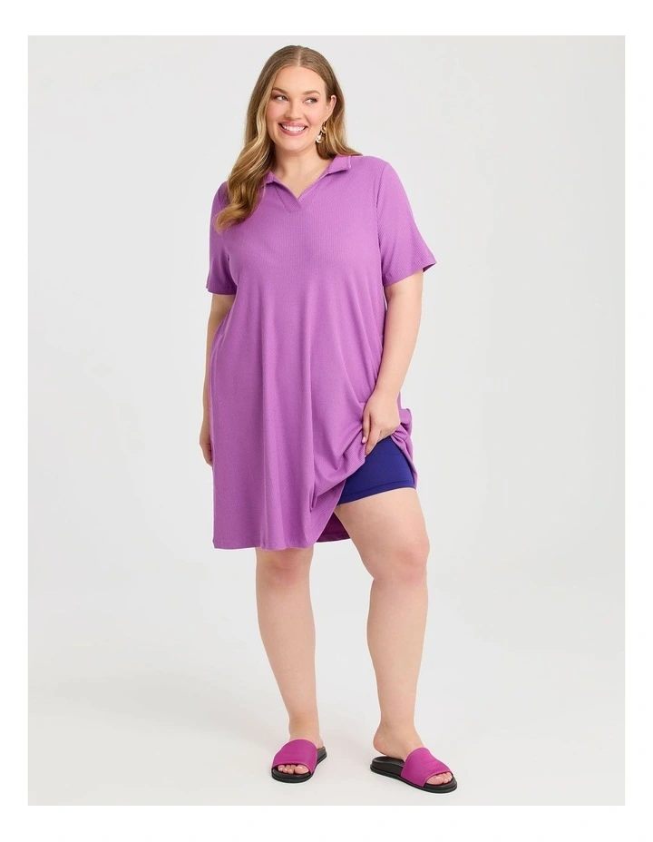 Collared Rib Dress Purple image 4