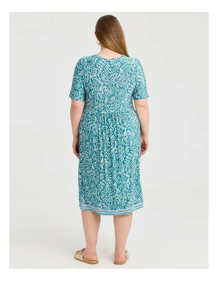 Border Print Dress Teal Print image 2