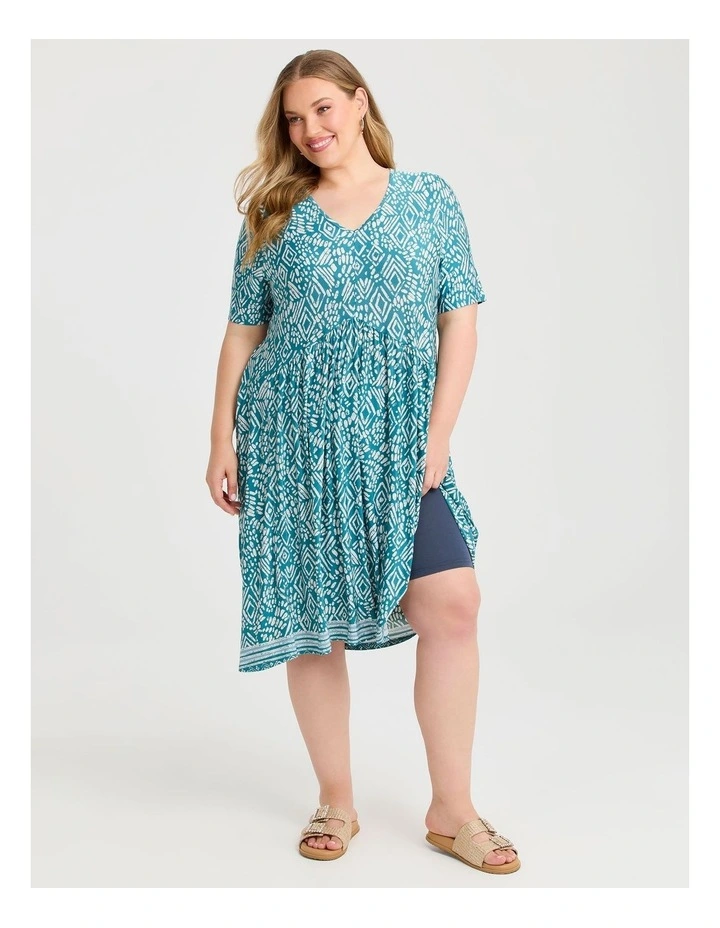 Border Print Dress Teal Print image 4
