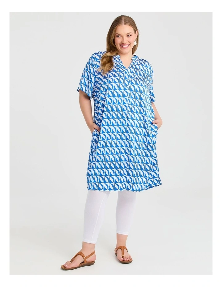 Jade Abstract Print Dress Blue/white image 1