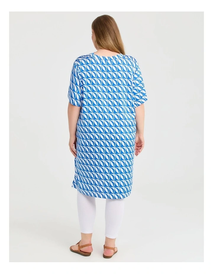 Jade Abstract Print Dress Blue/white image 2