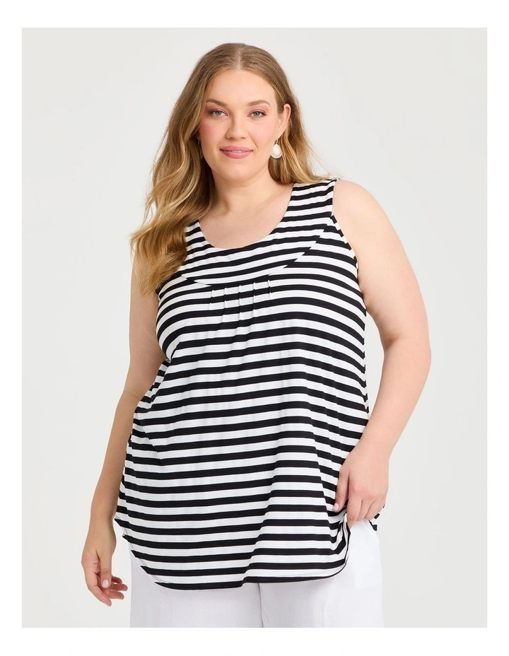Rosie Stripe Tank in Black image 1