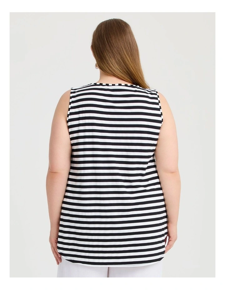 Rosie Stripe Tank in Black image 2