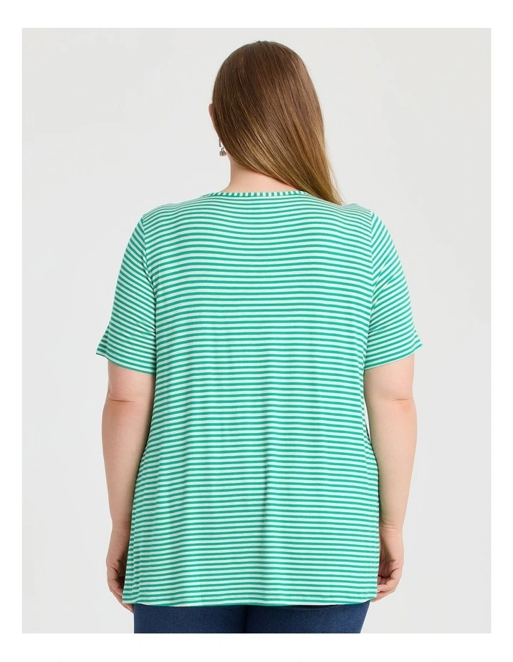 Natural Stripe T-shirt in Green Stripe image 2