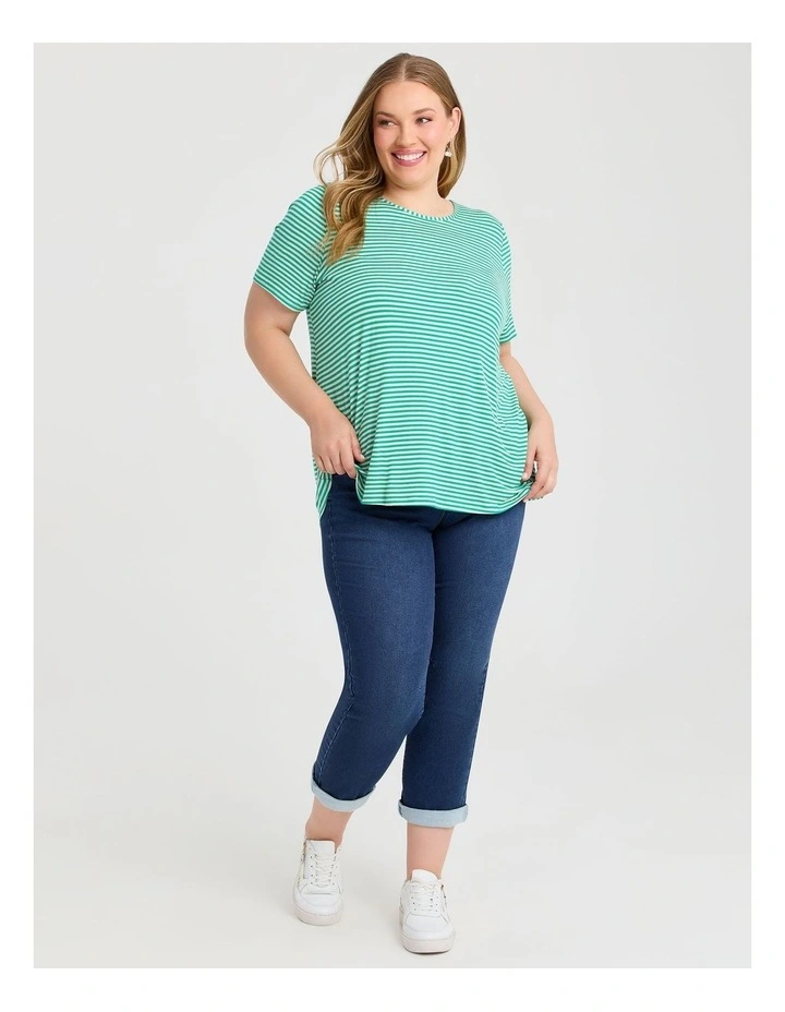 Natural Stripe T-shirt in Green Stripe image 3