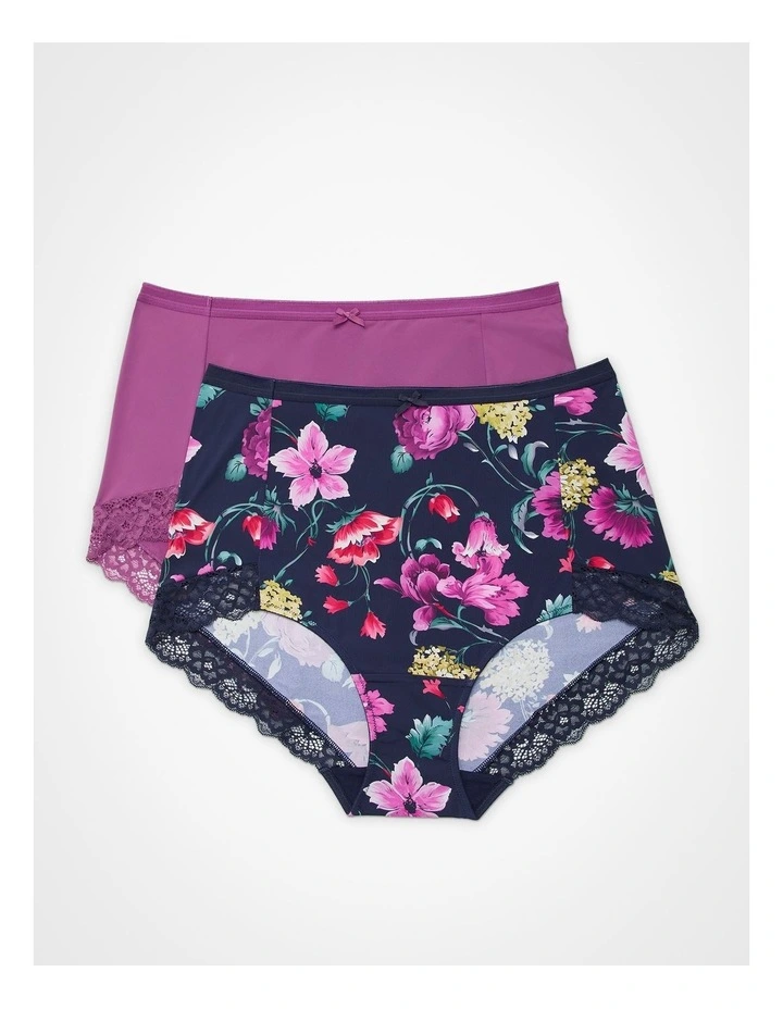 2Pk Micro Lace Trim Briefs Floral image 1