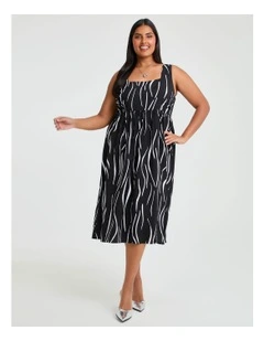 Jana Abstract Midi Dress Black/white