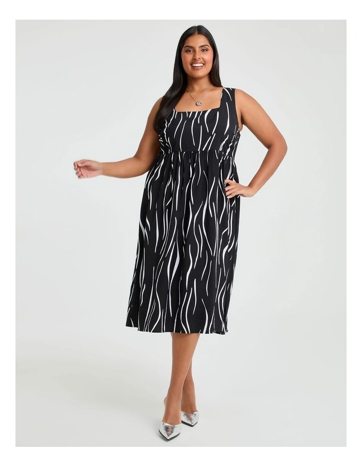 Jana Abstract Midi Dress Black/white image 1