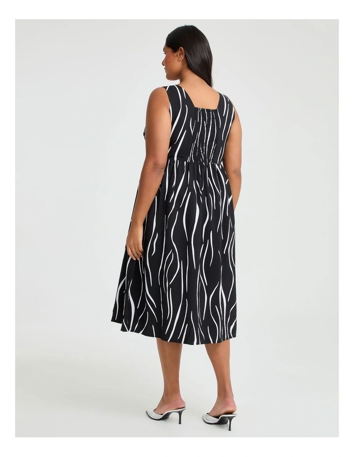 Jana Abstract Midi Dress Black/white image 2