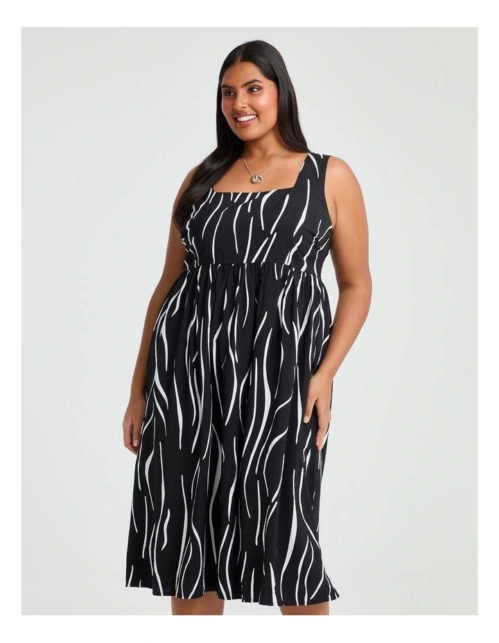 Jana Abstract Midi Dress Black/white image 3