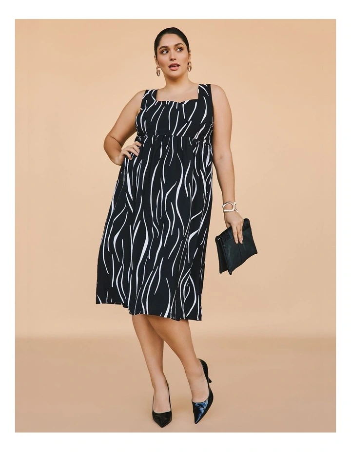 Jana Abstract Midi Dress Black/white image 5