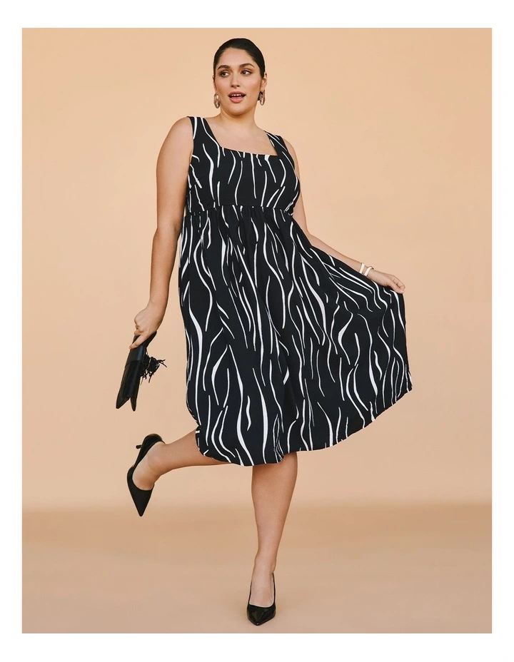 Jana Abstract Midi Dress Black/white image 6