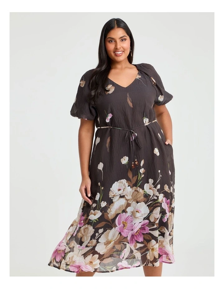 Floral Border Tencel Midi Dress Floral image 3