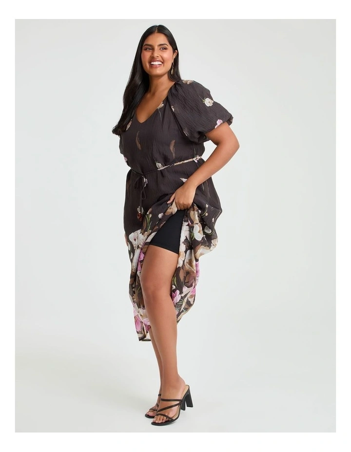Floral Border Tencel Midi Dress Floral image 4