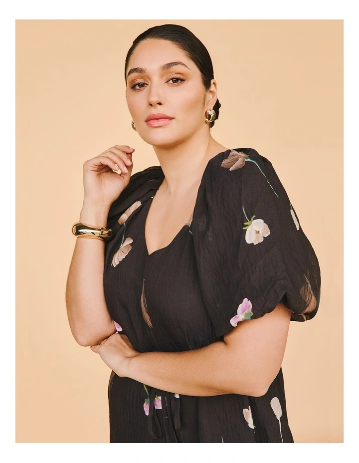 Floral Border Tencel Midi Dress Floral image 5