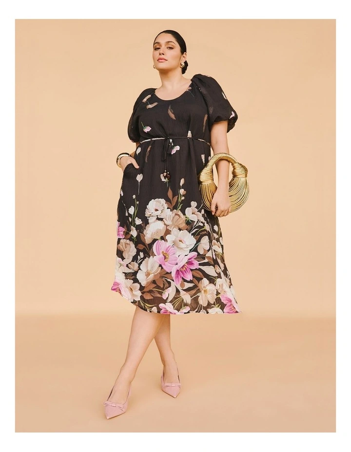 Floral Border Tencel Midi Dress Floral image 6