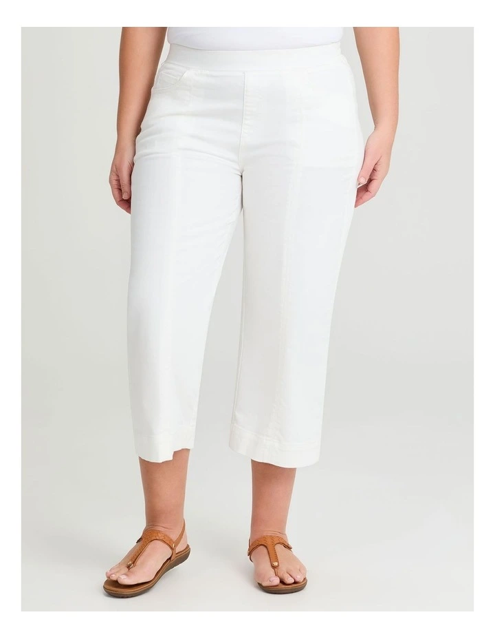 The Wide Leg Crop Jean in Off White image 1