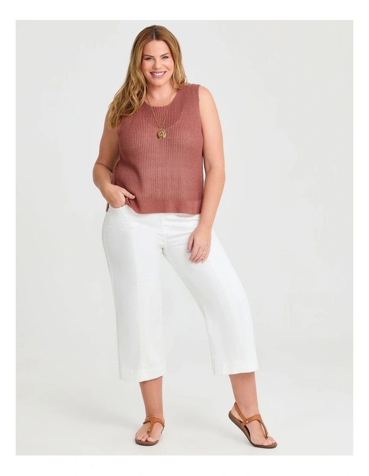 The Wide Leg Crop Jean in Off White image 4