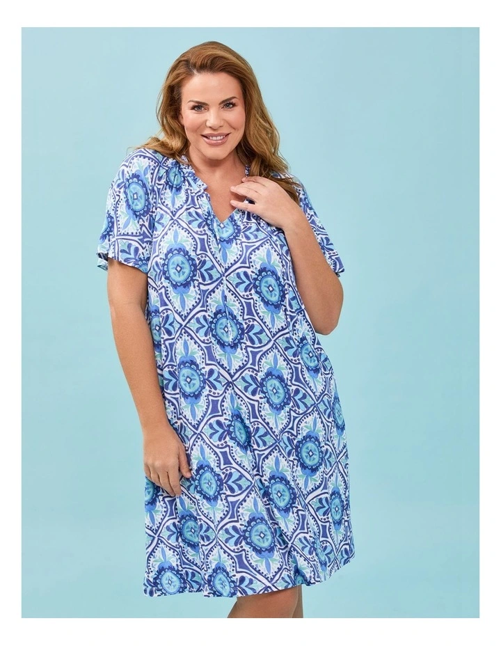 Bamboo Tiles Print Nightie in Print image 3
