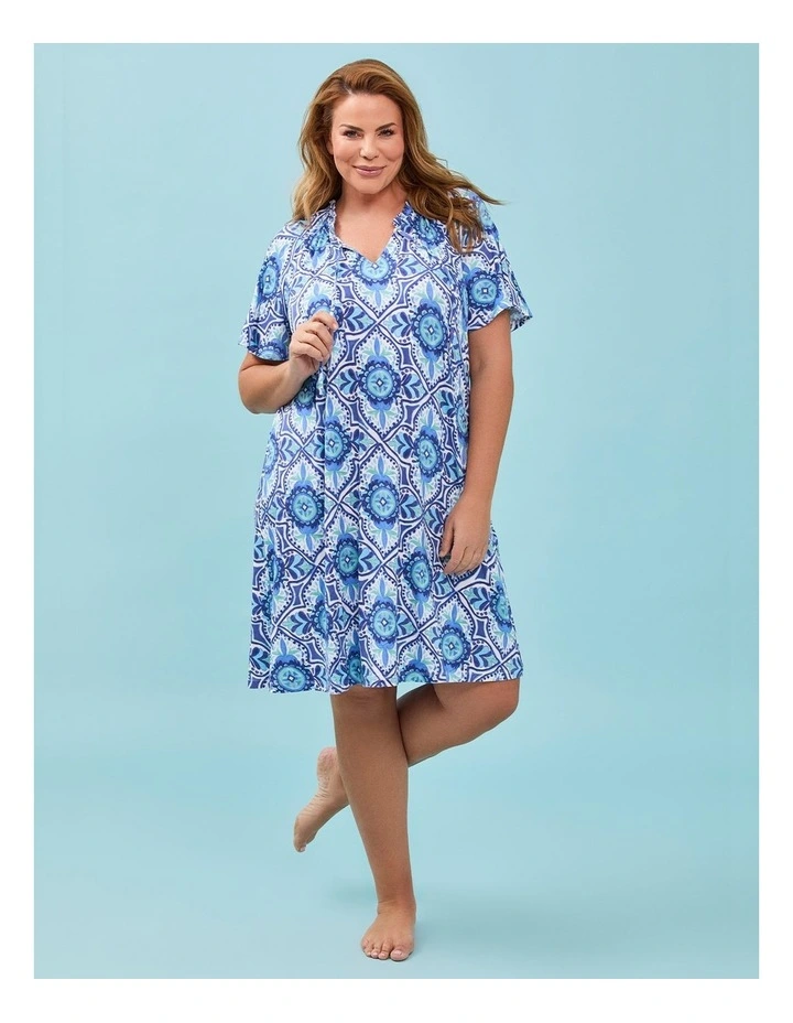 Bamboo Tiles Print Nightie in Print image 4