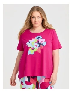 Australian Cotton Flora Top in Rose