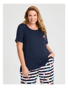 Bamboo Pocket Detail Pyjama Top in Navy