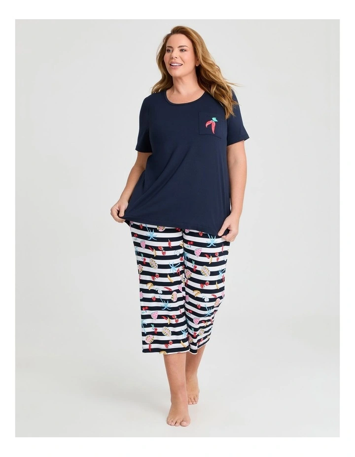 Bamboo Pocket Detail Pyjama Top in Navy image 3
