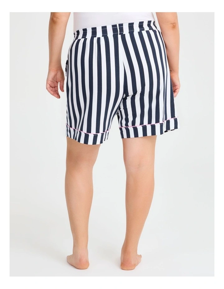 Modal Stripe Pyjama Short in Navy/white image 2