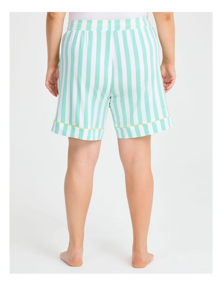 Modal Stripe Pyjama Short Dusty in Aqua/white image 2