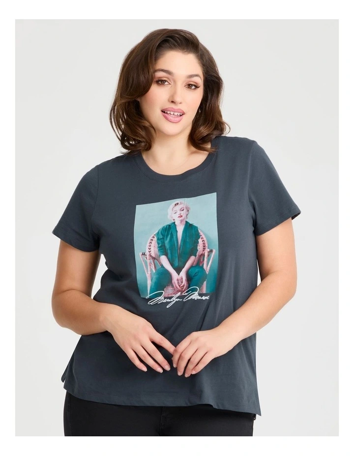 Cotton Marilyn Rose T-shirt Cement image 1