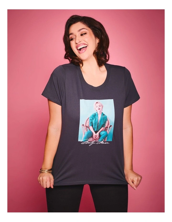 Cotton Marilyn Rose T-shirt Cement image 4